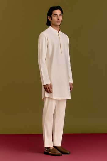 Devnaagri Placed Tonal Embroidered Kurta Set 