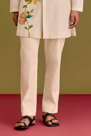 Devnaagri Ivory Silk, Chanderi, Cotton, Lycra Floral Hand Painted Kurta Set Online at Aza Fashions Devnaagri_Ivory Silk, Chanderi, Cotton, Lycra Floral Hand Painted Kurta Set _Online_at_Aza_Fashions