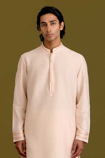 Shop Devnaagri Pink Silk, Cotton, Lycra Placed Embroidered Kurta Set Online at Aza Fashions Shop_Devnaagri_Pink Silk, Cotton, Lycra Placed Embroidered Kurta Set _Online_at_Aza_Fashions