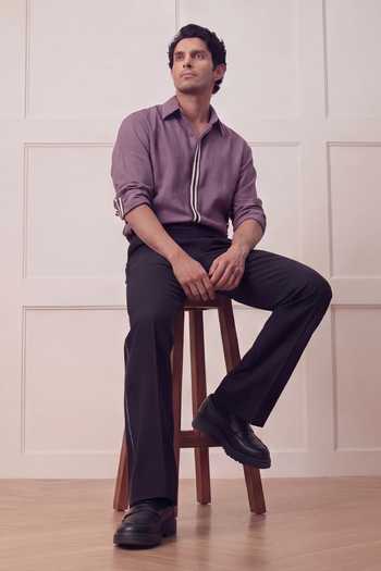 ROHIT DOSHI Patch Trim Polyester Shirt 