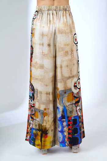 AK-OK Grey Printed Flared Trouser 
