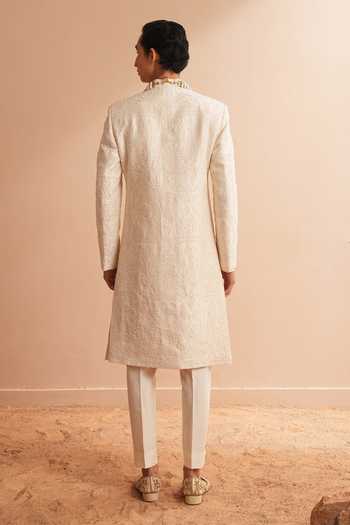 Shreyansh Designs Ishamel Floral Pearl Embroidered Sherwani Set 