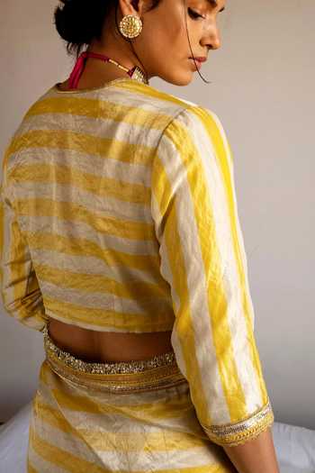 Shorshe Clothing Handloom Tissue Stripe Pattern Blouse 