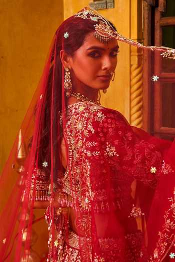 House of ayra Rosewood Embroidered Bridal Lehenga Set 