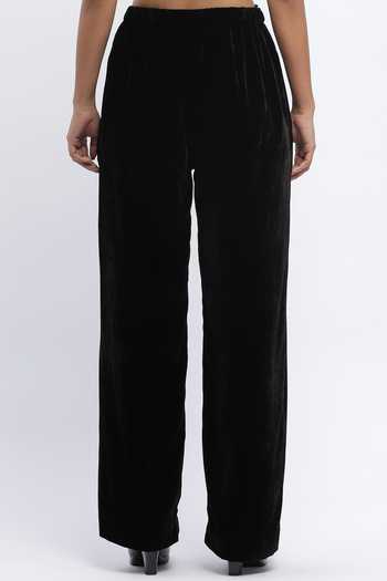 Abraham And Thakore Black Velvet Bootcut Trouser 