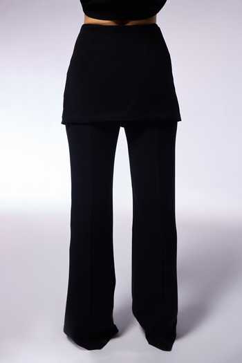 Cilvr_Black Polyester, Viscose High Waist Wide Leg Pant _Online_at_Aza_Fashions