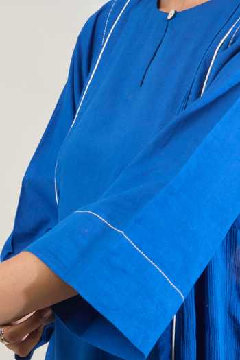 Shop_Tuli_Blue Cotton Round , Keyhole Amber Straight Kurta Set 