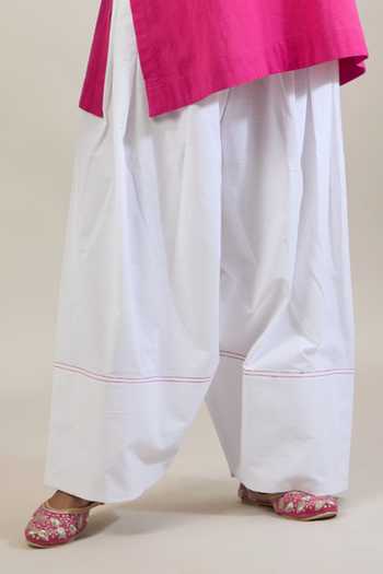 Shop Tuli Pink Cotton, Kota Doria Round Neck Arka Thread Work Kurta And Salwar Set Online at Aza Fashions Shop_Tuli_Pink Cotton, Kota Doria Round Neck Arka Thread Work Kurta And Salwar Set _Online_at_Aza_Fashions