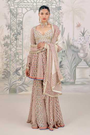 Shyam Narayan Prasad Zardozi Embroidered Top Sharara Set 