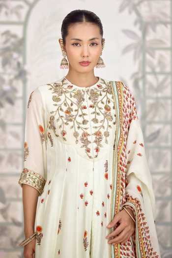 Buy Shyam Narayan Prasad Off White Silk, Georgette Round Neck Zardozi Embroidered Anarkali Sharara Set Online at Aza Fashions Buy_Shyam Narayan Prasad_Off White Silk, Georgette Round Neck Zardozi Embroidered Anarkali Sharara Set _Online_at_Aza_Fashions