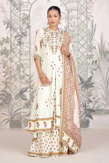 Shyam Narayan Prasad Zardozi Embroidered Anarkali Sharara Set 