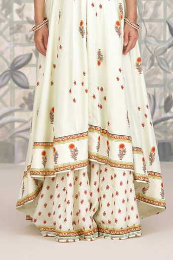 Buy Shyam Narayan Prasad Off White Silk, Georgette Round Neck Zardozi Embroidered Anarkali Sharara Set Buy_Shyam Narayan Prasad_Off White Silk, Georgette Round Neck Zardozi Embroidered Anarkali Sharara Set