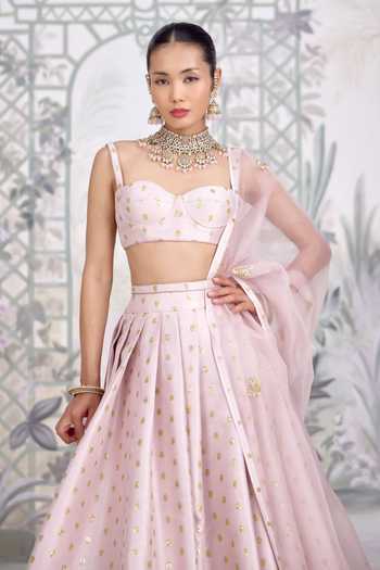 Shyam Narayan Prasad_Purple Silk , Brocade, Silk, Zardozi Embroidered Lehenga Set _Online_at_Aza_Fashions