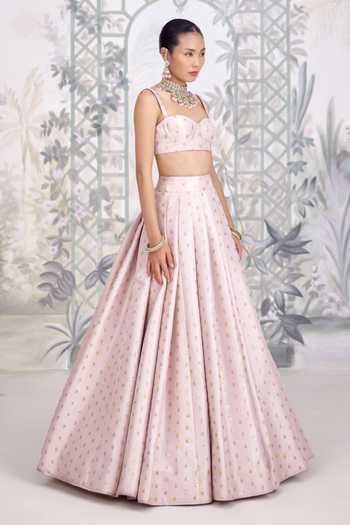 Buy_Shyam Narayan Prasad_Purple Silk , Brocade, Silk, Zardozi Embroidered Lehenga Set _Online_at_Aza_Fashions