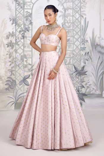 Shop_Shyam Narayan Prasad_Purple Silk , Brocade, Silk, Zardozi Embroidered Lehenga Set _Online_at_Aza_Fashions