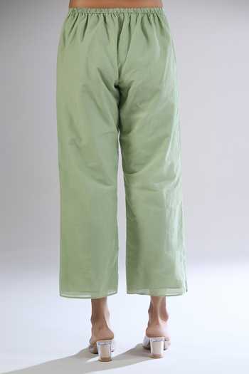 Peachoo Green Straight Fit Moss Pant 