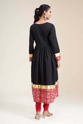 Khwaab By Sanjana Lakhani Contrast Panel Anarkali Set 