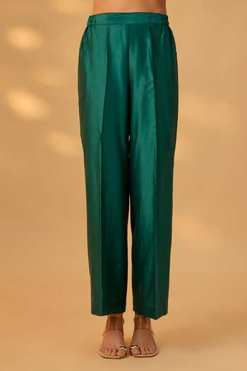 Buy The Aarya Green Silk, Chanderi, Muslin (mulmul) Keyhole Embroidered Handwoven Kurta Set Online at Aza Fashions Buy_The Aarya_Green Silk, Chanderi, Muslin (mulmul) Keyhole Embroidered Handwoven Kurta Set _Online_at_Aza_Fashions