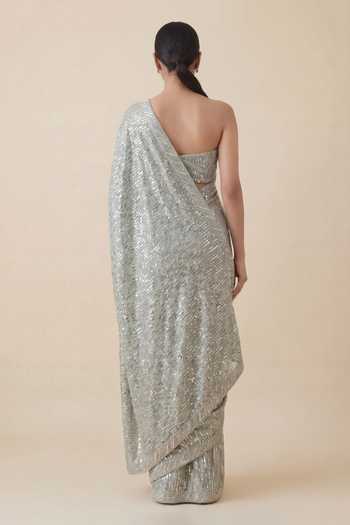 Two Sisters By Gyans Sequin Embellished Saree With Unstitched Blouse Piece  