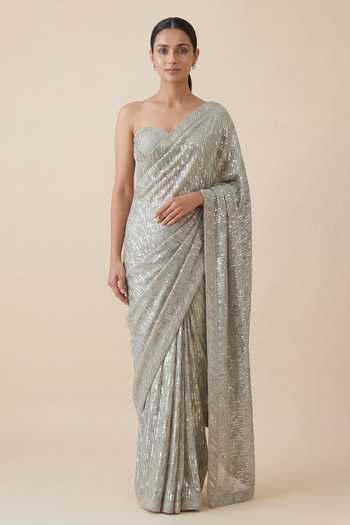 Two Sisters By Gyans Sequin Embellished Saree With Unstitched Blouse Piece  