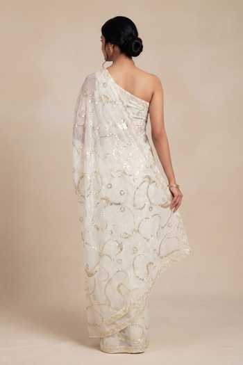 Two Sisters By Gyans Abstract Pattern Saree With Unstitched Blouse Piece 