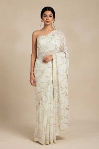 Two Sisters By Gyans Abstract Pattern Saree With Unstitched Blouse Piece 