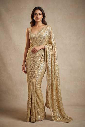 Two Sisters By Gyans Embellished Saree With Unstitched Blouse Piece 