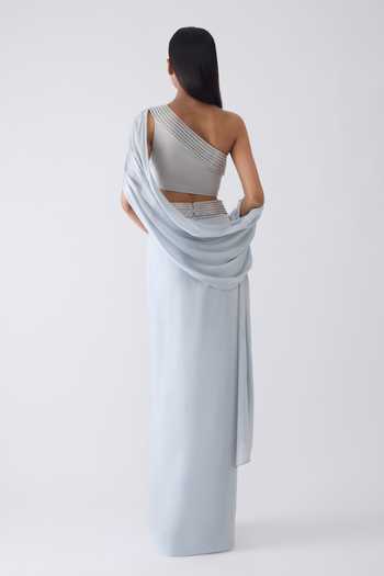 Amit Aggarwal Moulded Crystalvein Top & Skirt Set