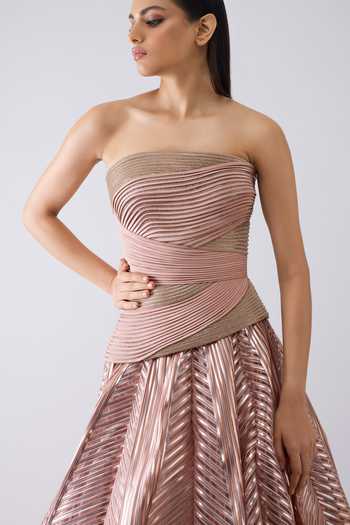 Shop Amit Aggarwal Pink Crepe, Chiffon, Polyester, Tulle Structured Crystalvein Corset And Skirt Set Online at Aza Fashions Shop_Amit Aggarwal_Pink Crepe, Chiffon, Polyester, Tulle Structured Crystalvein Corset And Skirt Set _Online_at_Aza_Fashions