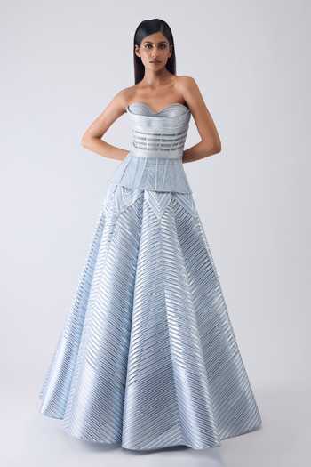 Amit Aggarwal Metallic Structured Corset & Skirt Set 