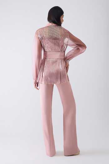 Amit Aggarwal Metallic Structured Cape & Pant Set 