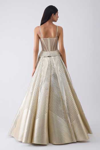 Amit Aggarwal Metallic Structured Corset & Skirt Set 