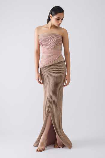 Buy Amit Aggarwal Pink Crepe, Chiffon, Polyester, Tulle Structured Work Corset And Skirt Set Online at Aza Fashions Buy_Amit Aggarwal_Pink Crepe, Chiffon, Polyester, Tulle Structured Work Corset And Skirt Set _Online_at_Aza_Fashions