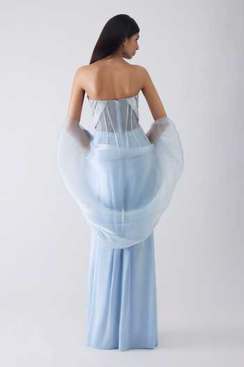 Amit Aggarwal Metallic Structured Cape Pant Set 
