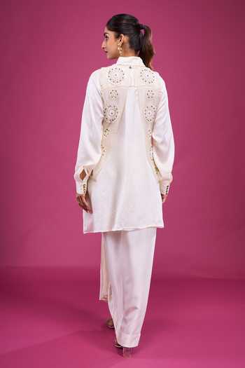 Aseem Kapoor Embroidered Overlay & Draped Skirt Set 