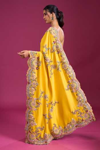 Anamika Khanna Embroidered Saree With Unstitched Blouse Piece 