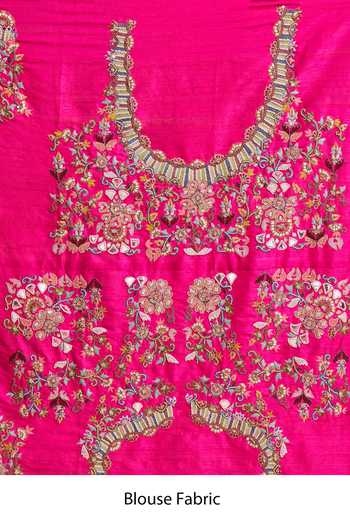 Shop_Anamika Khanna_Fuchsia Floral Embroidered Saree With Unstitched Blouse Piece _Online_at_Aza_Fashions