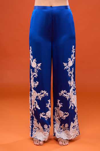Shop_Anamika Khanna_Blue Embroidered Blazer And Pant Co-ord Set _Online_at_Aza_Fashions