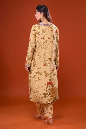 Anamika Khanna Floral Leaf Print Kurta Set 