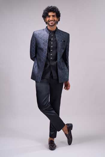Arihant Rai Sinha Black Bandhgala Jacket & Pant Set 