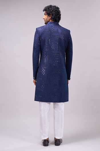 Arihant Rai Sinha Navy Blue Sherwani & Pant Set 