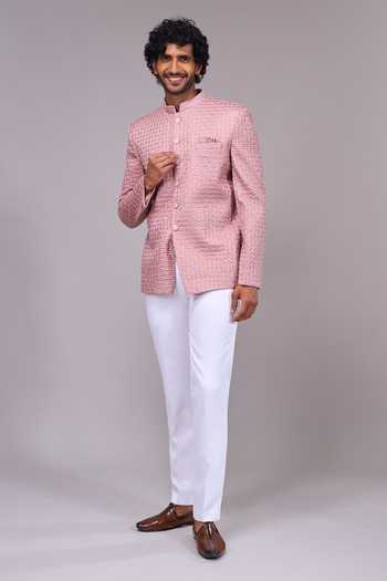 Arihant Rai Sinha Pink Textured Bandhgala 