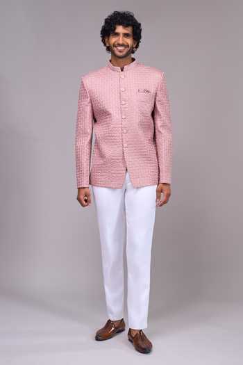 Buy Arihant Rai Sinha Pink Silk, Satin Textured Bandhgala Online at Aza Fashions Buy_Arihant Rai Sinha_Pink Silk, Satin Textured Bandhgala _Online_at_Aza_Fashions