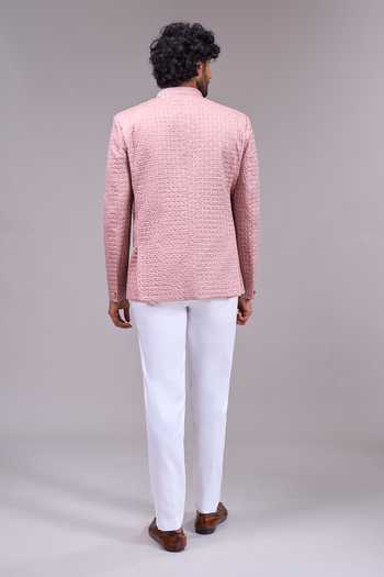 Arihant Rai Sinha Pink Textured Bandhgala 