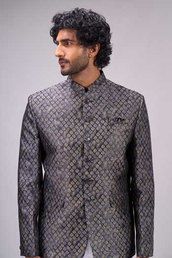 Buy Arihant Rai Sinha Black Satin, Jacquard Bandhgala Online at Aza Fashions Buy_Arihant Rai Sinha_Black Satin, Jacquard Bandhgala _Online_at_Aza_Fashions