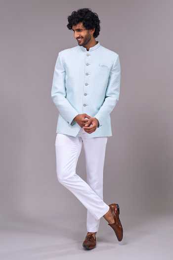 Arihant Rai Sinha Ice Blue Bandhgala 