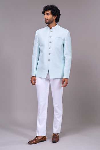Buy Arihant Rai Sinha Blue Silk, Satin Ice Bandhgala Online at Aza Fashions Buy_Arihant Rai Sinha_Blue Silk, Satin Ice Bandhgala _Online_at_Aza_Fashions