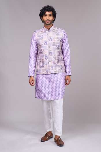 Arihant Rai Sinha Printed Kurta & Nehru Jacket Set 