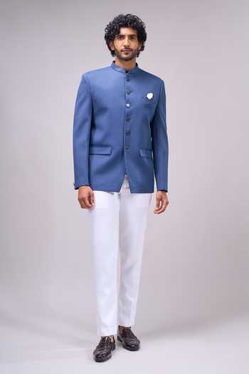 Buy_Arihant Rai Sinha_Grey Button Down Bandhgala _Online_at_Aza_Fashions