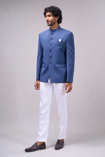 Shop_Arihant Rai Sinha_Grey Button Down Bandhgala _Online_at_Aza_Fashions